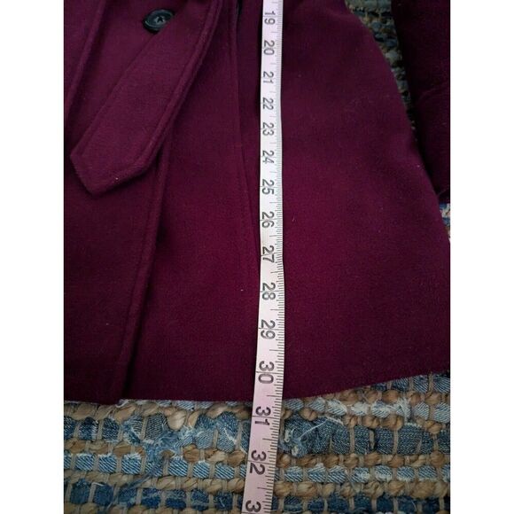 Urban Outfitters S Deep Red Belted Peacoat Single Breasted Lagenlook Fall Winter - Picture 3 of 8